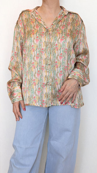 ZEN Satin Silk Printed Shirt - Smudge
