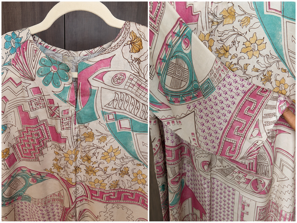 AUREVA  Pink Silk Floral Co-ord - XL TO XXL