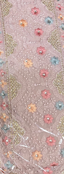 MINT GREEN x DULL PNK Embroidered Flowy Saree