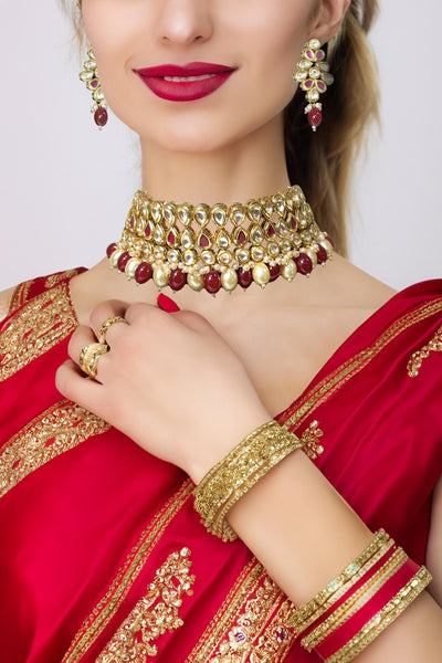 Grand Fine Kundan Rani Pink Choker Necklace Set