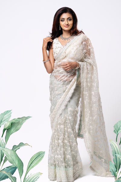 Full Embroidered Organza Saree