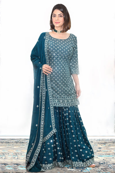 Gotta teal sharara suit - M-L