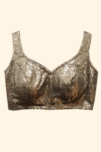 Rust Gold Sequin Blouse - S-36