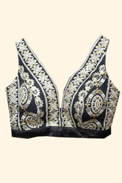 Black embroidered blouse - S-36