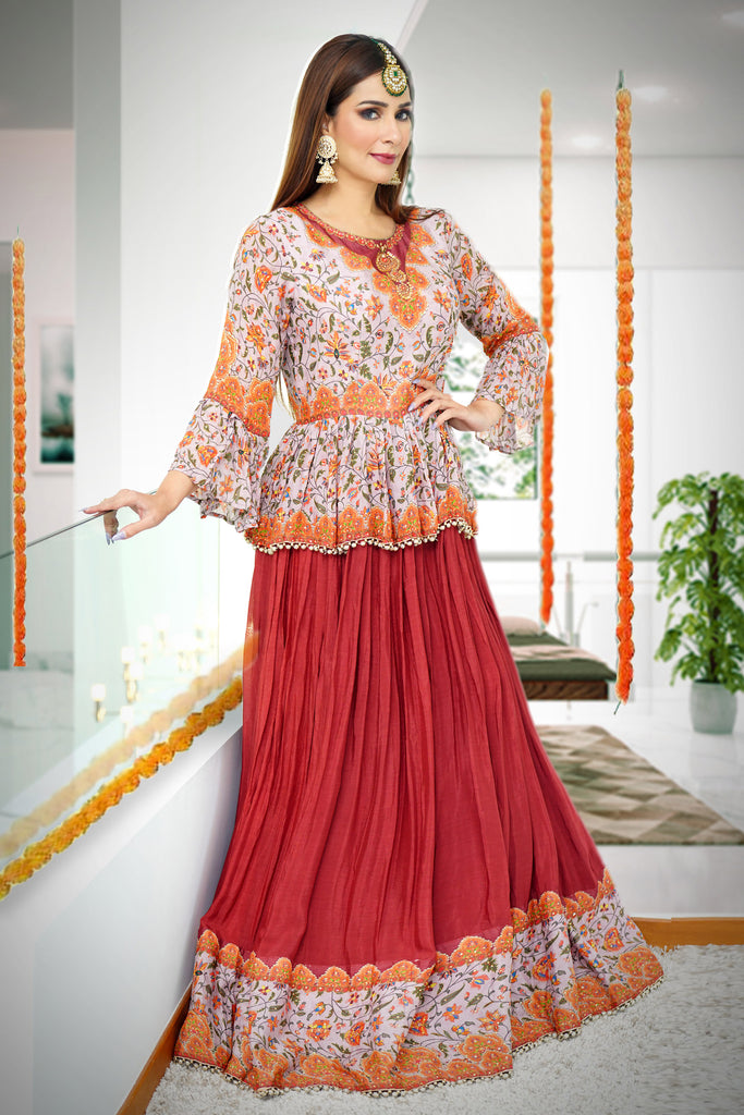 Printed Floral Gown - L
