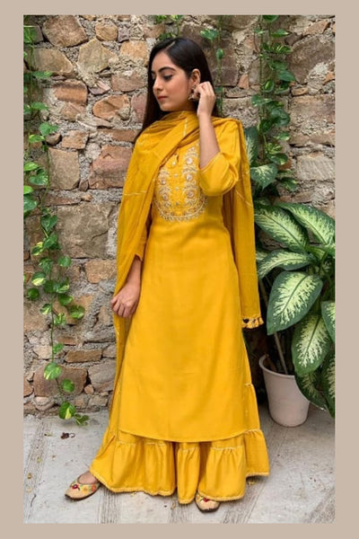 Yellow Gotta Gharara - L-XXL