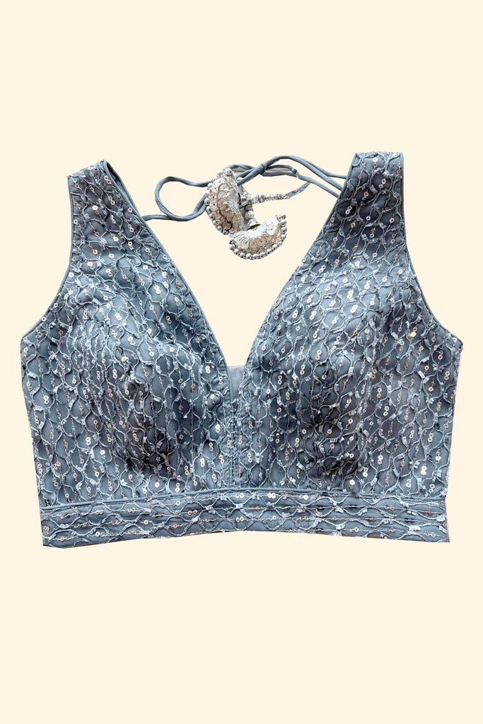 Grey Sequin Blouse - S-36/M-38