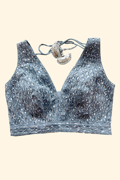 Grey Sequin Blouse - S-36/M-38