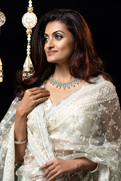 Full Embroidered Organza Saree