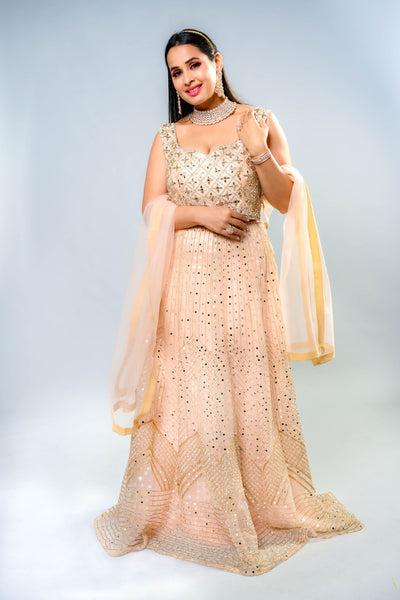 Mirror Peach Lehenga