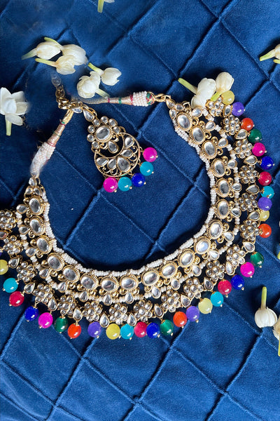 Multi-Coloured Kundan Necklace Set