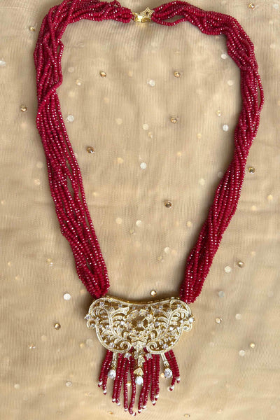 Bright Red Locket Diamond Necklace