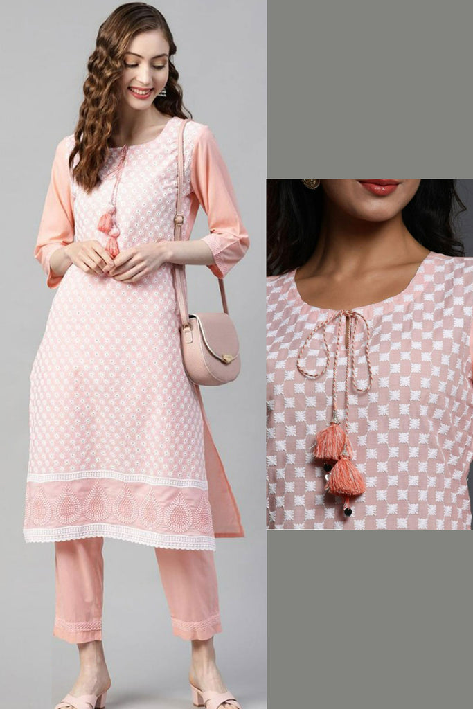 Peach Cotton suit -XL