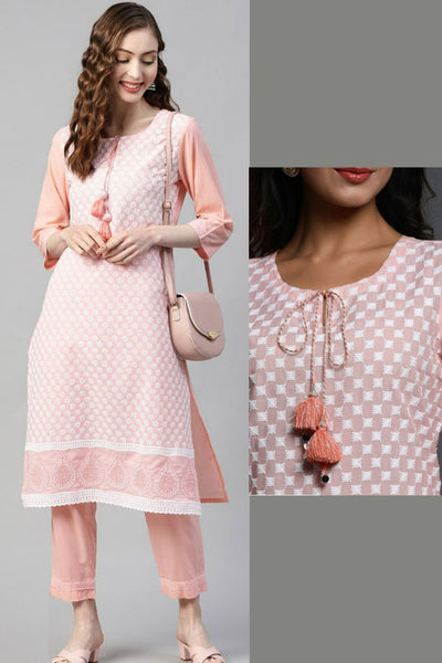 Peach Cotton suit -XL