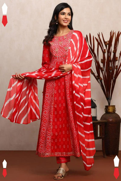 Bandhani Anarkali in 3 Shades -L-XL-XXL