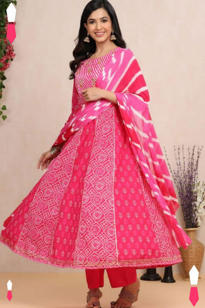 Bandhani Anarkali in 3 Shades -L-XL-XXL