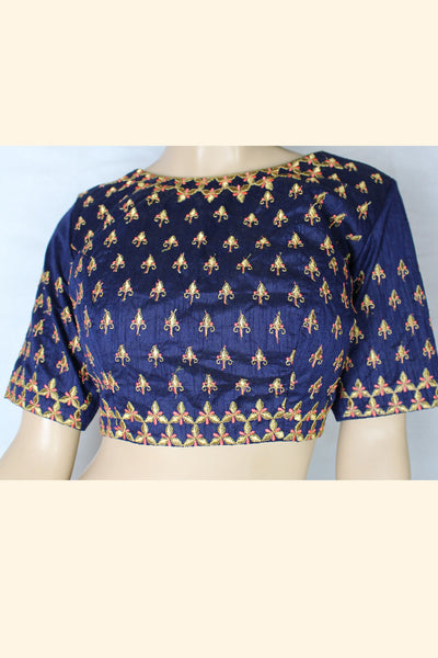Navy Blue Embroidered Blouses -L/40