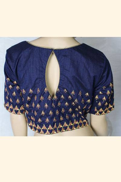 Navy Blue Embroidered Blouses -L/40