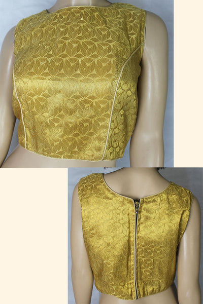 Yellow Brocade Blouses -38-M