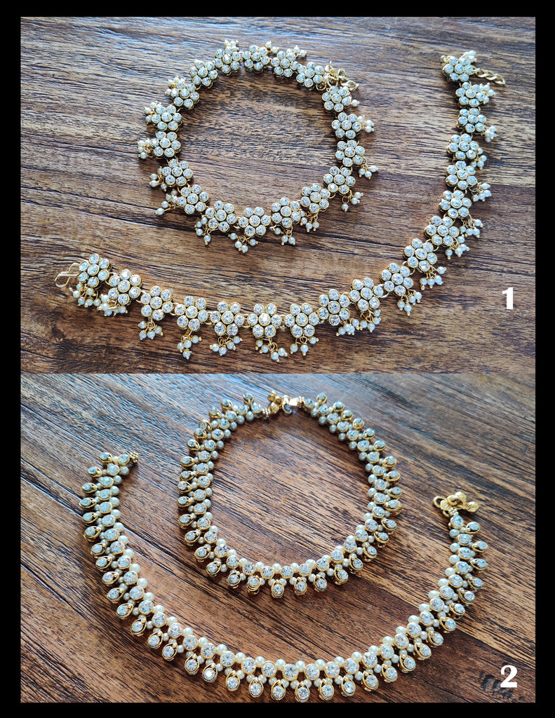 White Stone Anklets