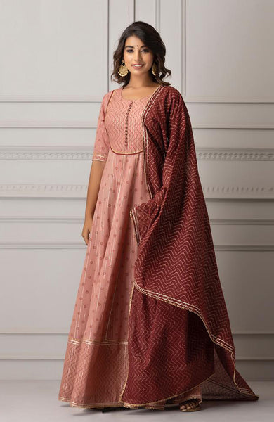 Peach Anarkali -XL