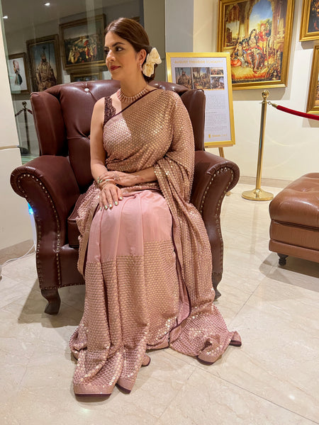 Beige Sequin Saree