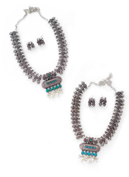 GLOW Ethnic Silver Necklace x 2 Shades