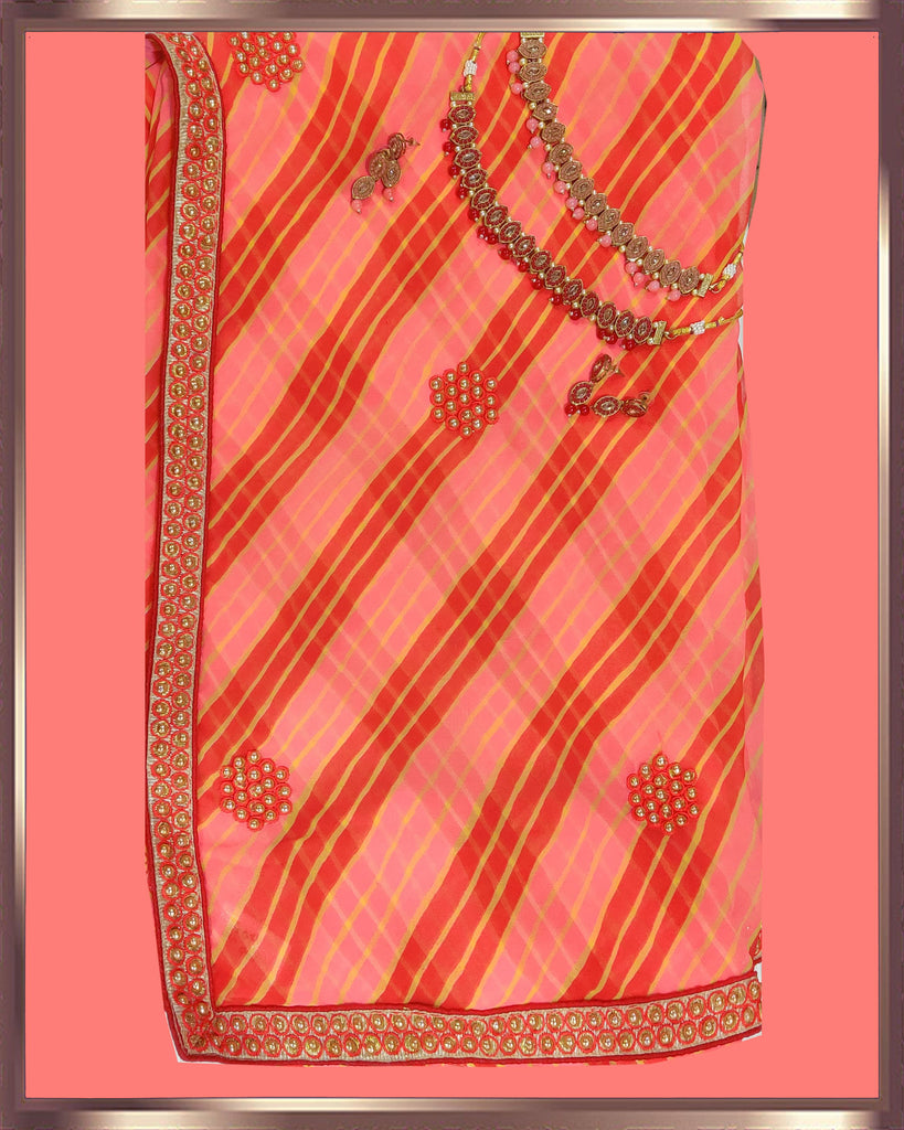 Orange Leheriya Chiffon Sarees
