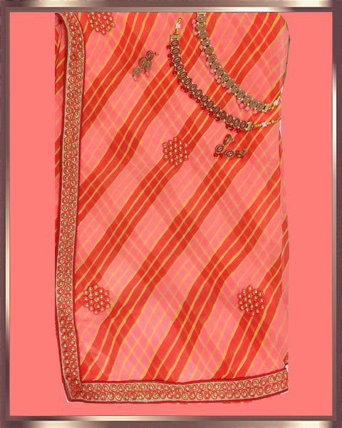 Orange Leheriya Chiffon Sarees