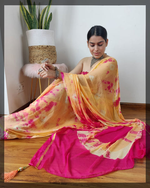 Tie and Dye Chiffon Saree