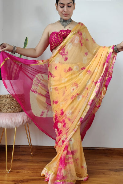 Tie and Dye Chiffon Saree