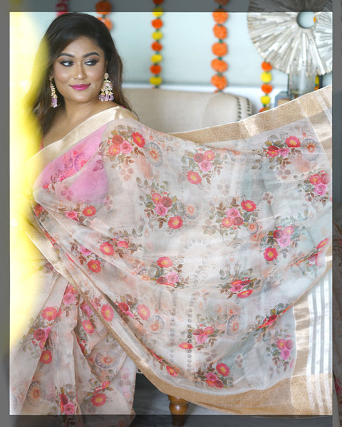 Floral Organza Saree